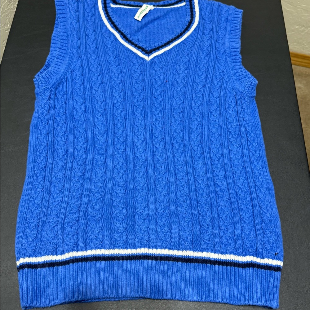 Blue Cable Knit Sweater Vest Boys L